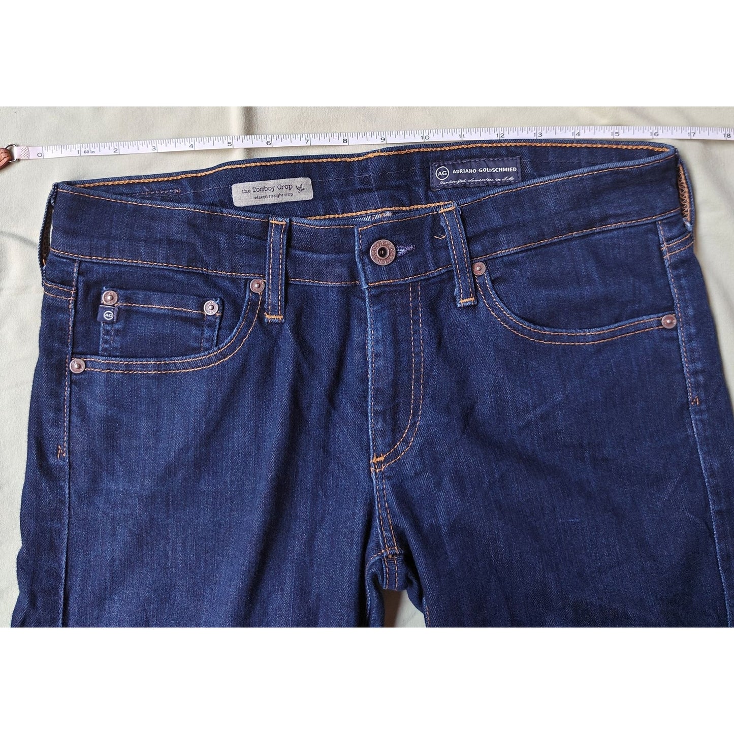 AG Adriano Goldschmied Women’s 28R Tomboy Crop Jeans Dark Wash