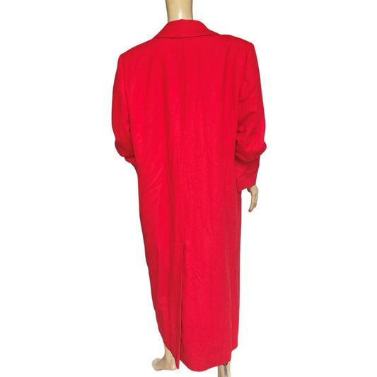 Pendleton 100% Virgin Wool Maxi Coat Red Double-Breasted Long Overcoat | Made in USA