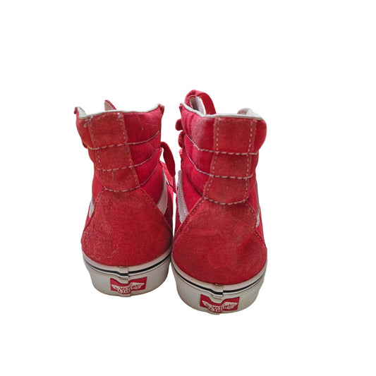 Vans Sk8-Hi Red Suede White Stripe High Top Skate Sneakers Men’s 9.5 Women’s 10