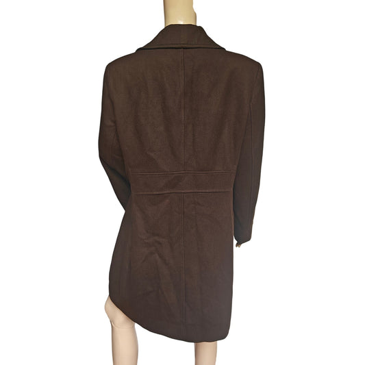 Anne Klein Wool Blend Double Breasted Brown Peacoat Women’s Size L