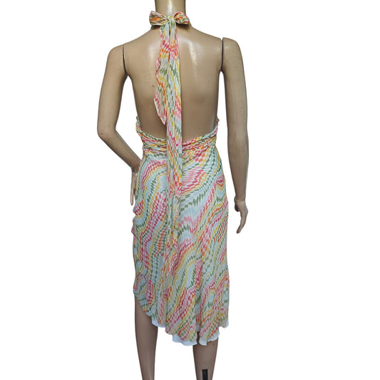 Diane von Furstenberg silk halter midi dress multicolor geometric print 8