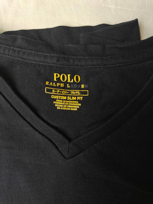 Polo Ralph Lauren Men’s Black V-Neck Slim Fit Tee Red Pony Logo Classic