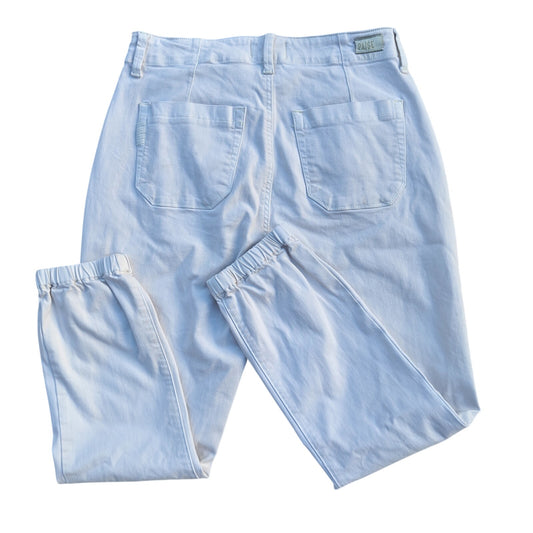 Paige Mayslie-Style White Denim Joggers Sz 28 High Rise Elastic Cuffs