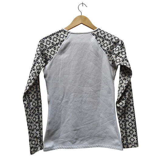 Nike Pro Therma-Fit Long Sleeve Top White Black Pattern Raglan Base Layer