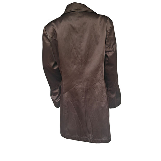 Apt. 9 Brown Swing/Car Coat – Big Button Front, Bell Sleeves, Quilted Lining | Women’s (Vintage Y2K/2000s)