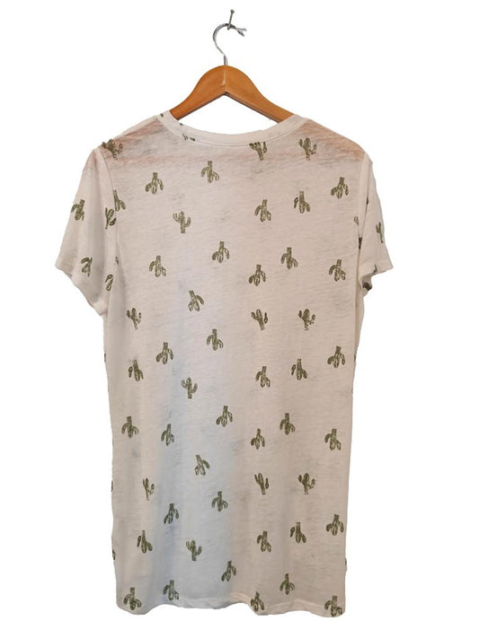 Zoe + Liv White Sheer Saguaro Cactus Tee – Size XL