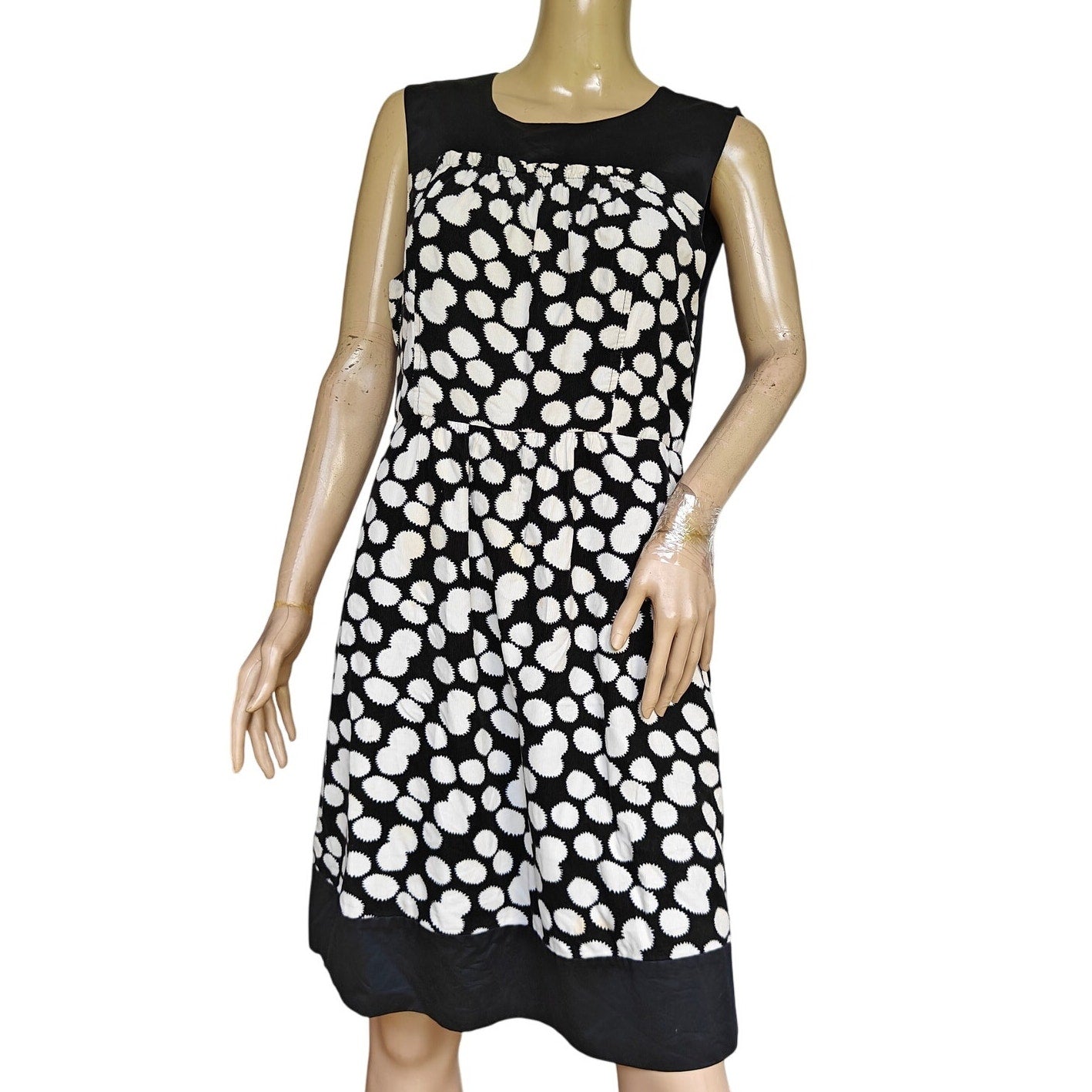 Leifnotes Black White Polka Dot Sleeveless Midi Dress Anthropologie Size 12