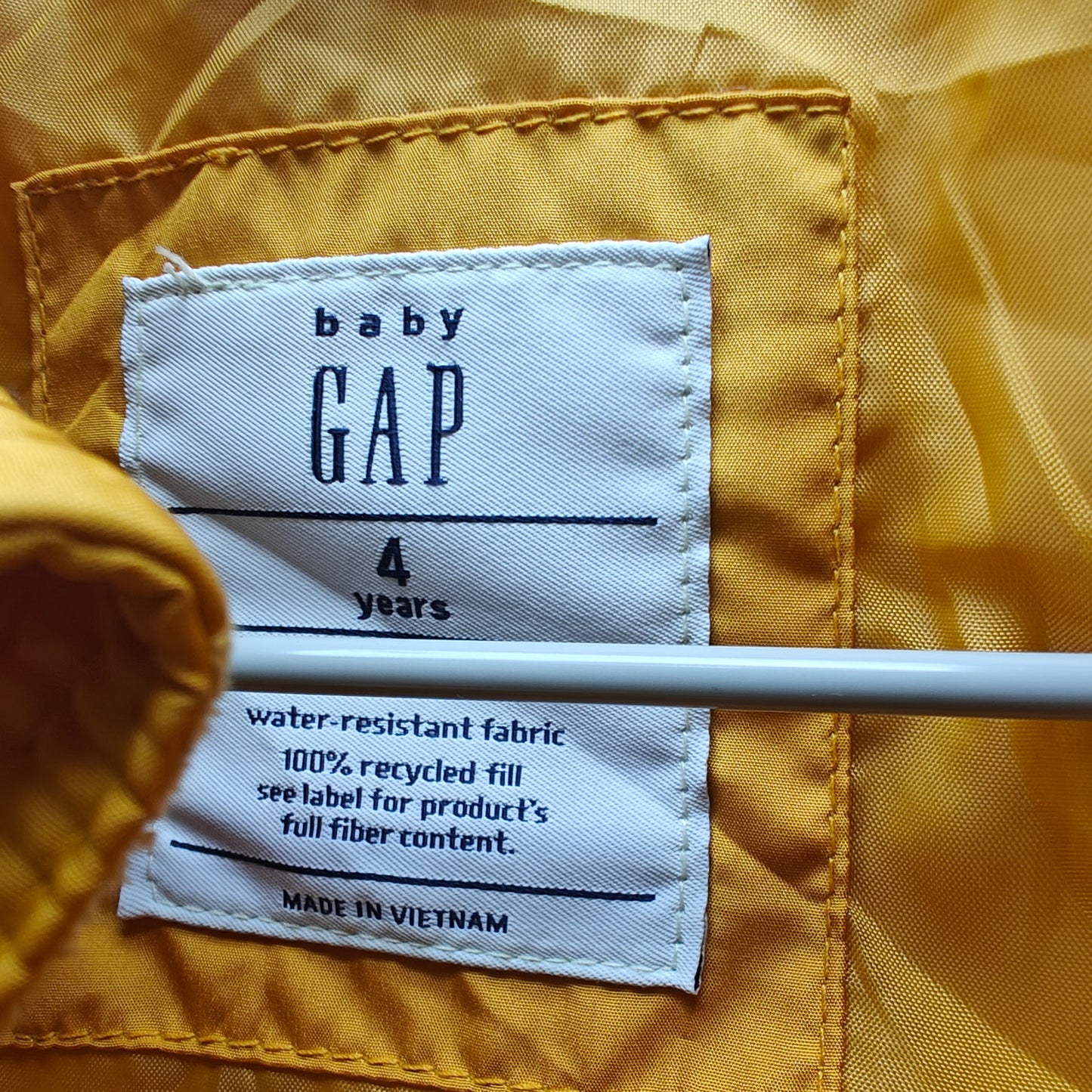 GAP Kids Puffer Vest Yellow Mustard Lightweight Quilted Zip Sleeveless Winter