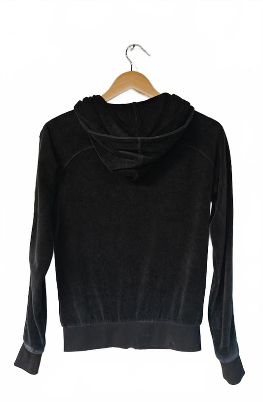 Juicy Couture Velour Black Zip-Up Hoodie - Size XS