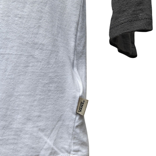 Vans Raglan Baseball Tee Gray White Red Logo Graphic Raglan