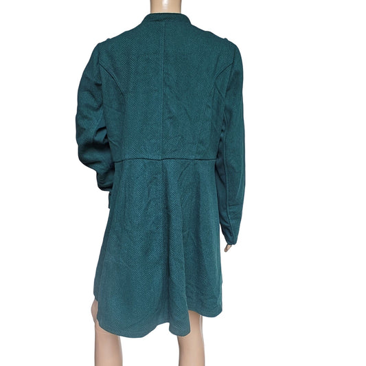 Torrid Green Fit & Flare Wool Blend Coat Zip Front Military Style Size 0
