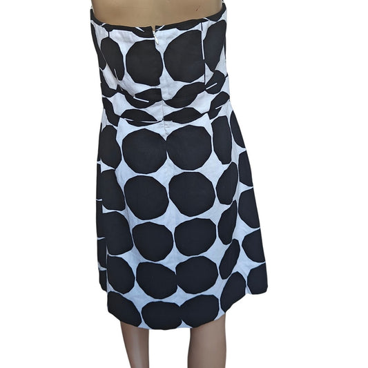 Banana Republic x Marimekko strapless dot dress, black/white, sz 10