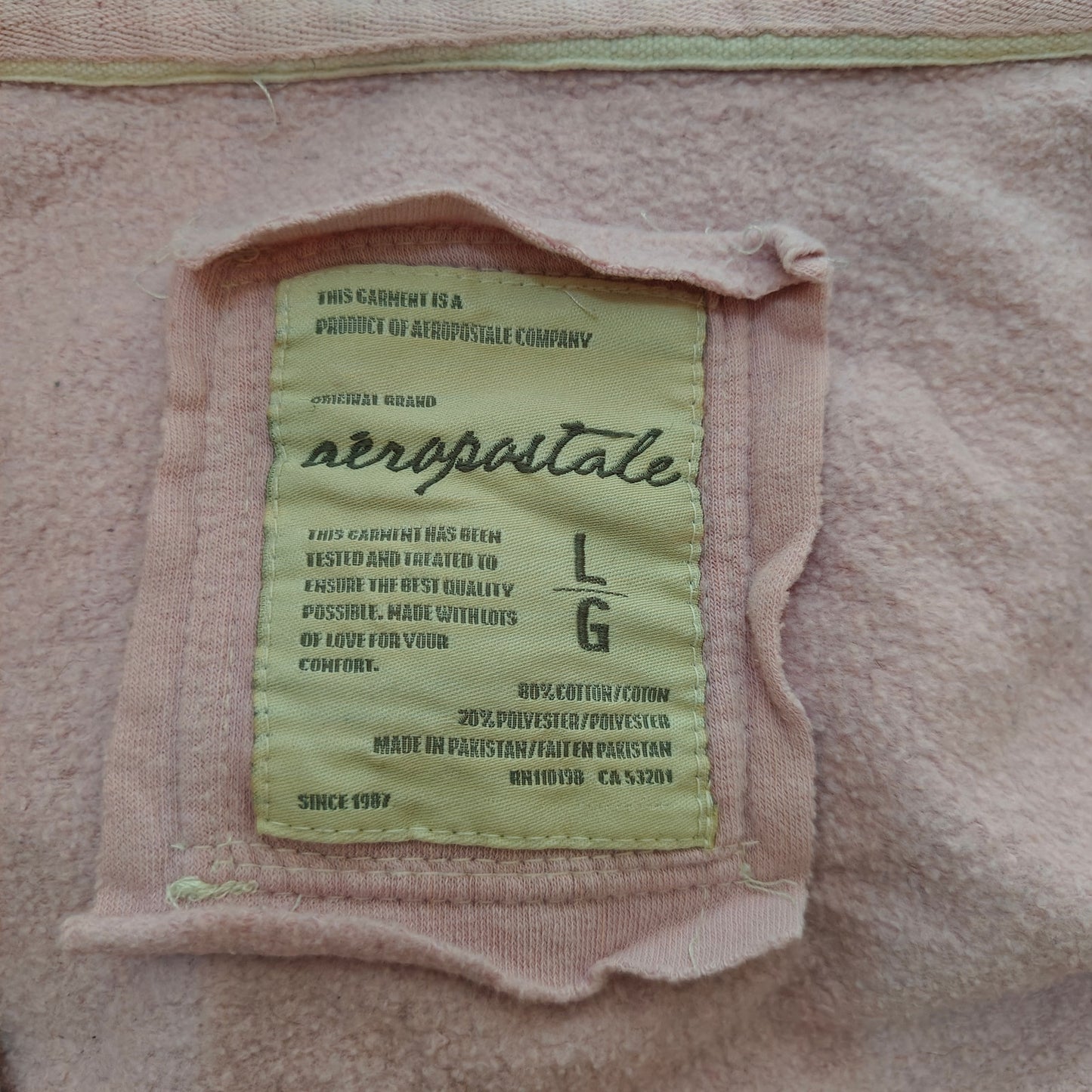 Aeropostale Pink Zip Hoodie Stitched Logo AE 87 Athletic Div Womens LG