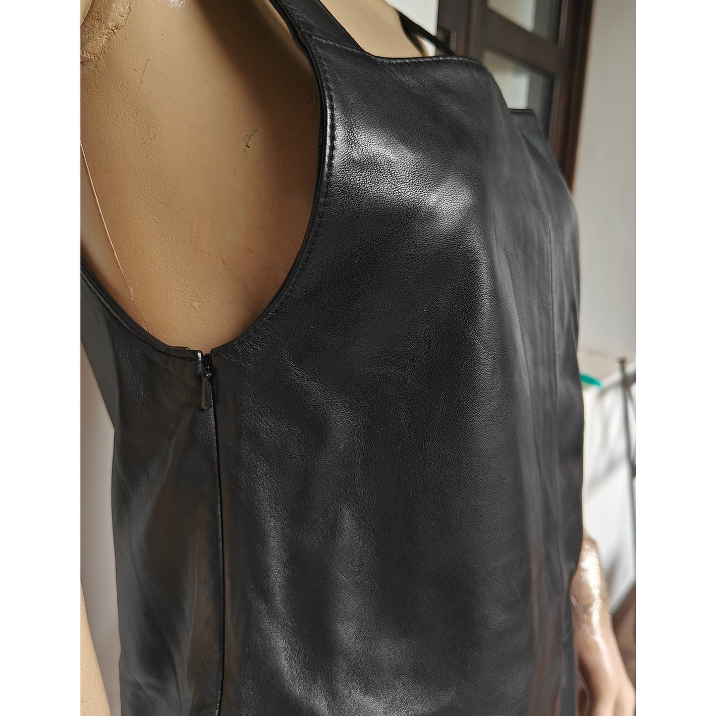 Maje Black Leather Dress with Front Pockets - Size 1