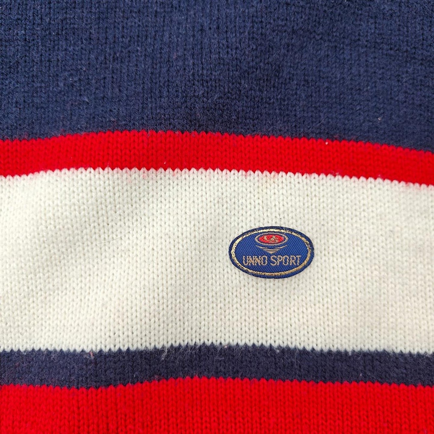 Vintage Unno Sport Ski Sweater Navy Red White Stripe Retro 80s 90s Style