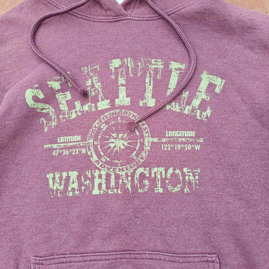 Seattle Washington Hoodie Unisex Pullover Sweatshirt Purple Graphic Travel