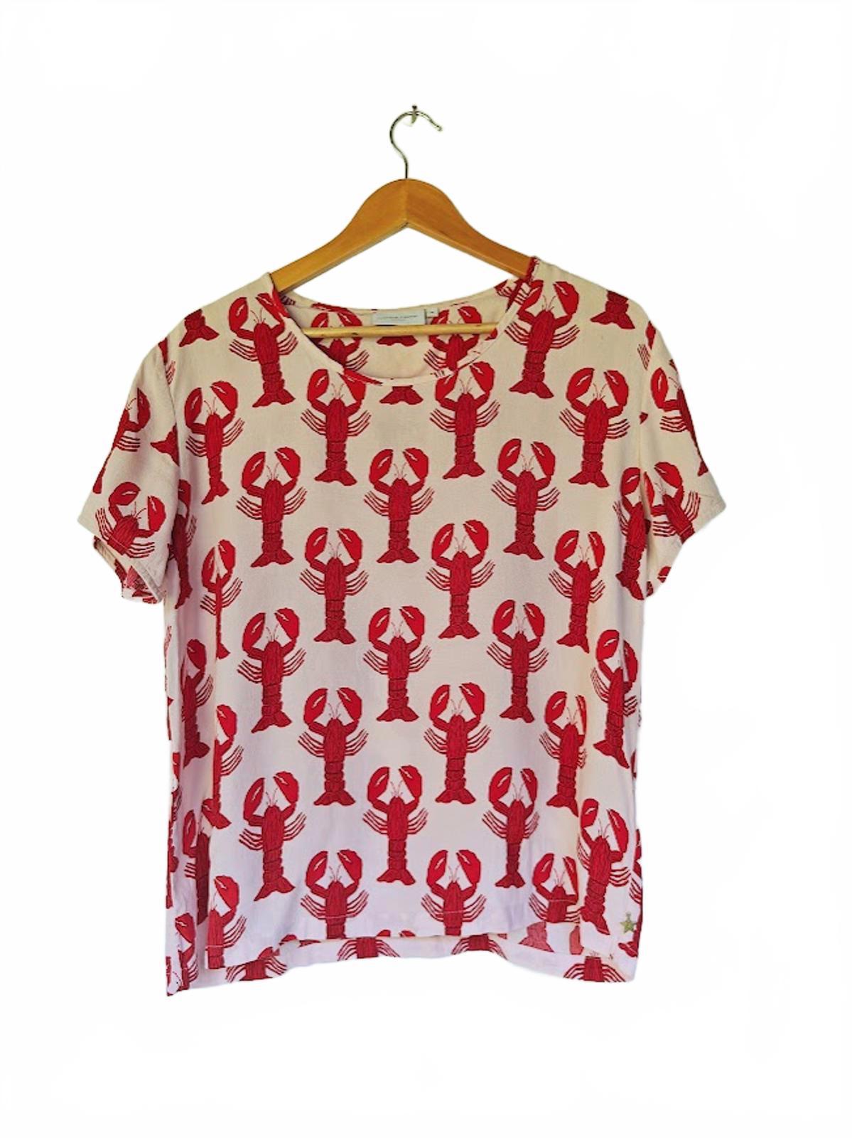 Fabienne Chapot Pink and Red Lobster Blouse - Size M