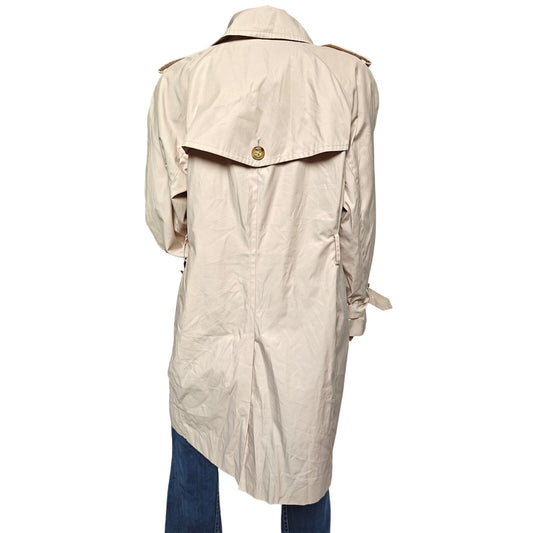 London Fog 1X Trench Coat Beige Double-Breasted Classic Raincoat