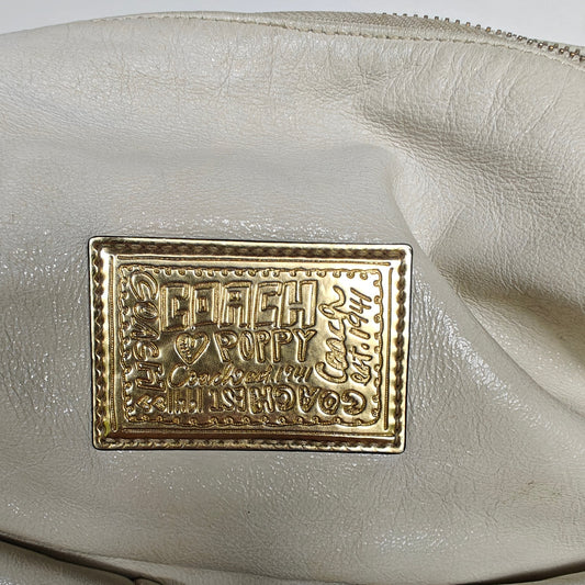 Coach Poppy Pocket Hobo 14681 – Ivory Leather Shoulder Bag, Gold Hardware, Double Front Pockets