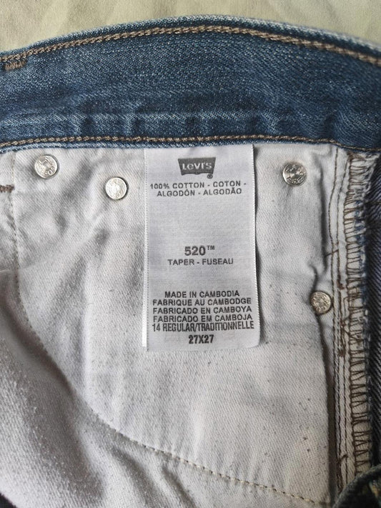 Levi's 520 Tapered Blue Jeans - Size 27/27