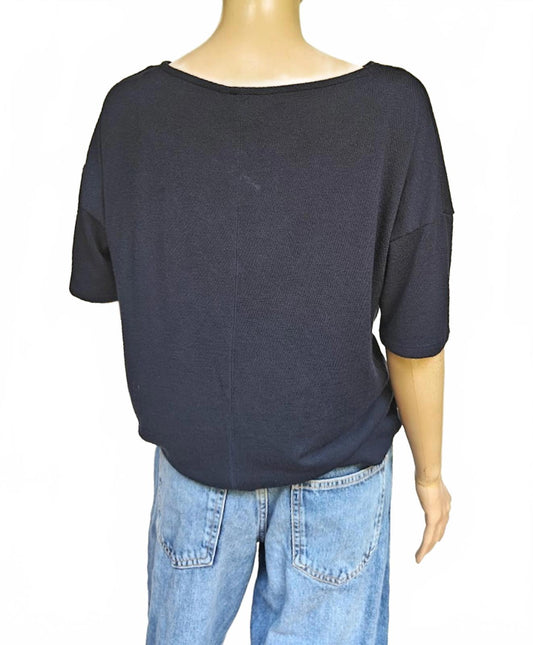 Banana Republic Women’s Navy Blue Draped Neck Short Sleeve Top Size M