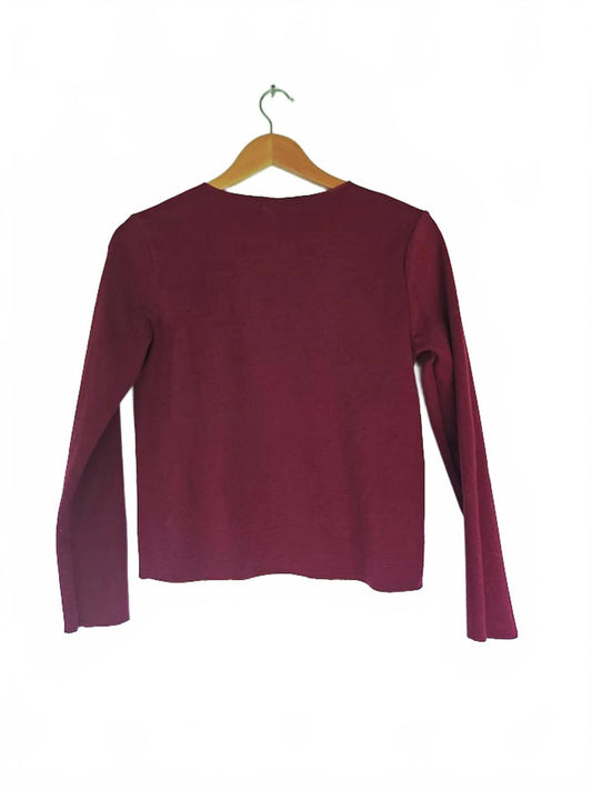 Cute Burgundy Graphic Sweater with Kawaii Bunny Women’s Long Sleeve Pullover