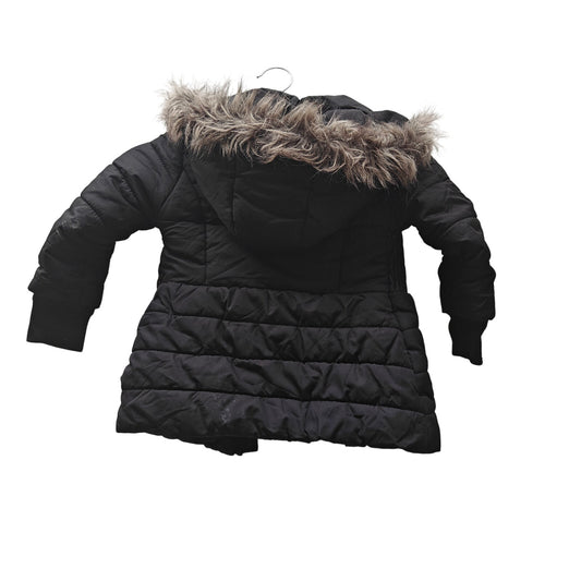 GUESS Girls Black Puffer Jacket Faux-Fur Hood Quilted Warm Winter Coat