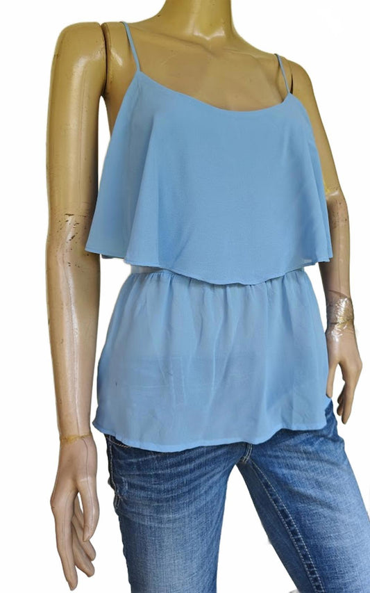Forever 21 Blue Layered Cami Tank Top Size L NWT