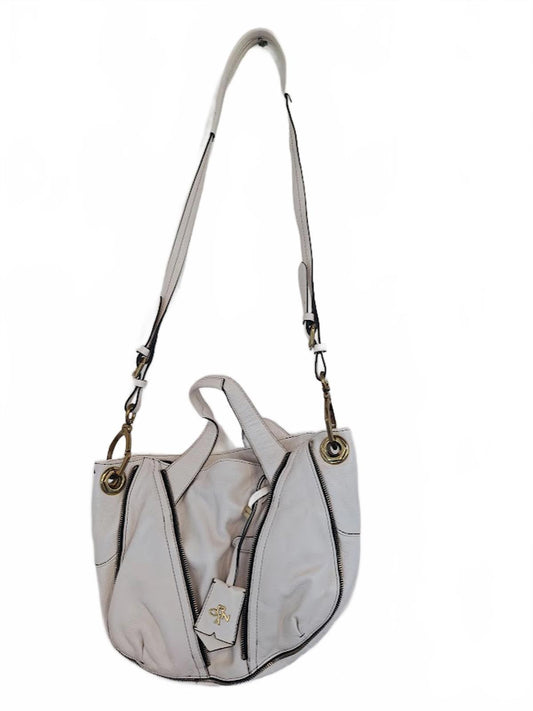 Oryany White Leather Shoulder Bag with Gold Hardware