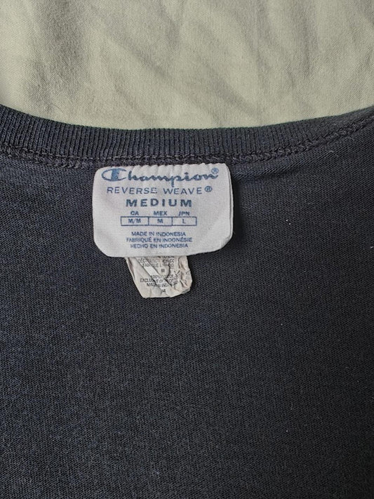 Champion Black Crop Tee With Pink/Blue Patch - Size M