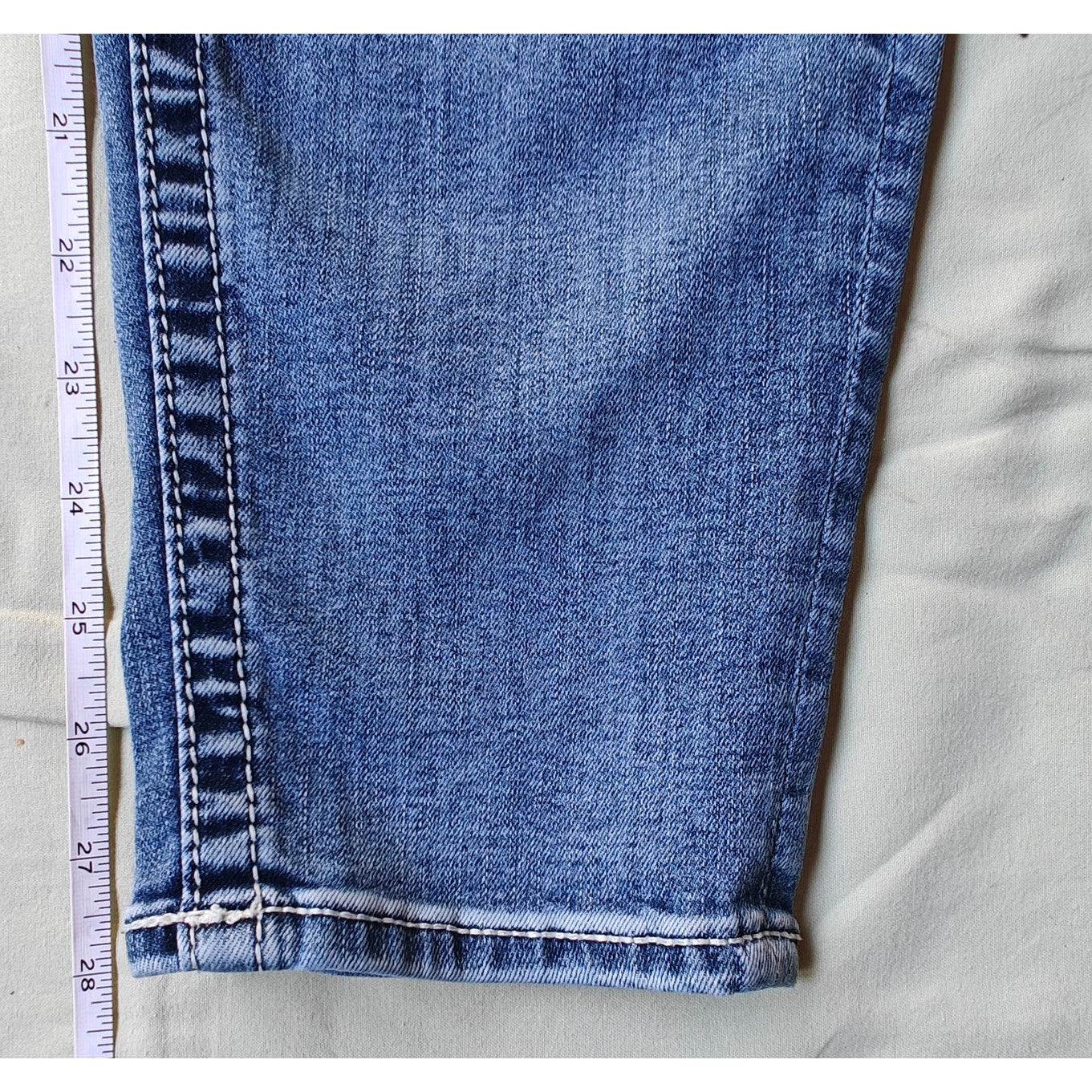 Vigoss Chelsea Skinny Jeans Blue Mid Rise Contrast Stitching Women’s