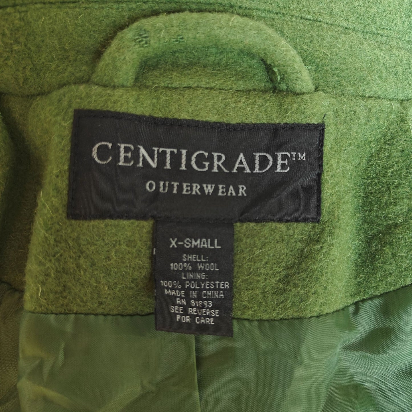 Centigrade Green Wool Blend Peacoat Women’s Double Breasted Winter Coat