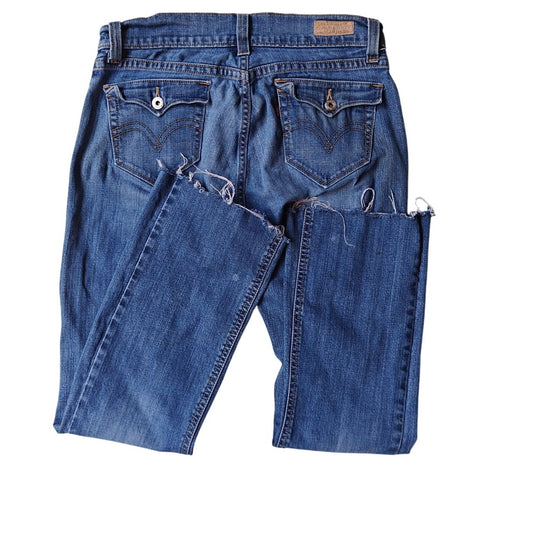 Levi’s 542 Bootcut Jeans Size 10 Medium Wash Raw Hem Stretch Denim