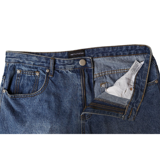 PrettyLittleThing Distressed High Waist Blue Mom Jeans Women’s Size 14