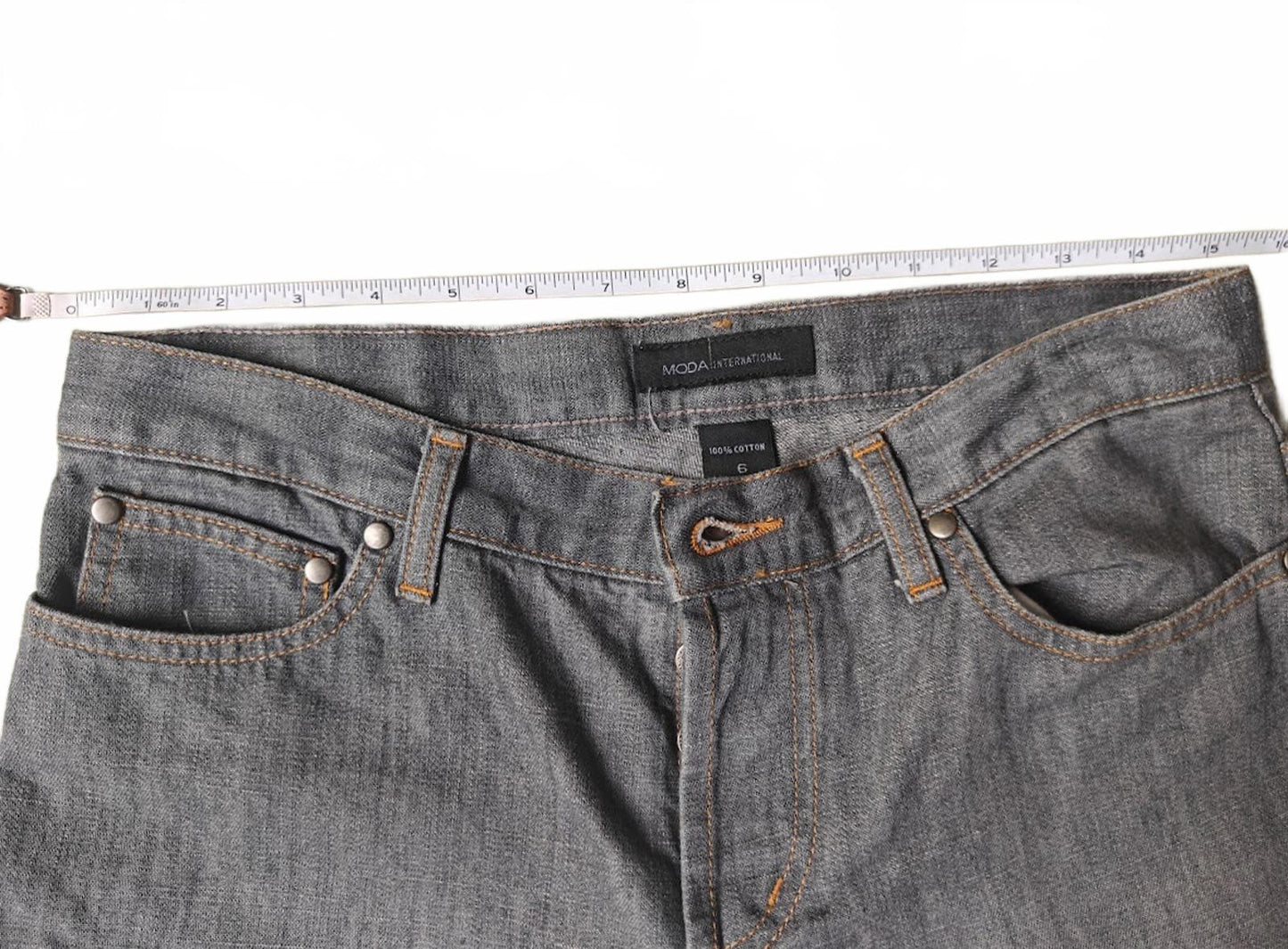 Moda International Gray Straight Leg Button Fly Jeans - Size 6