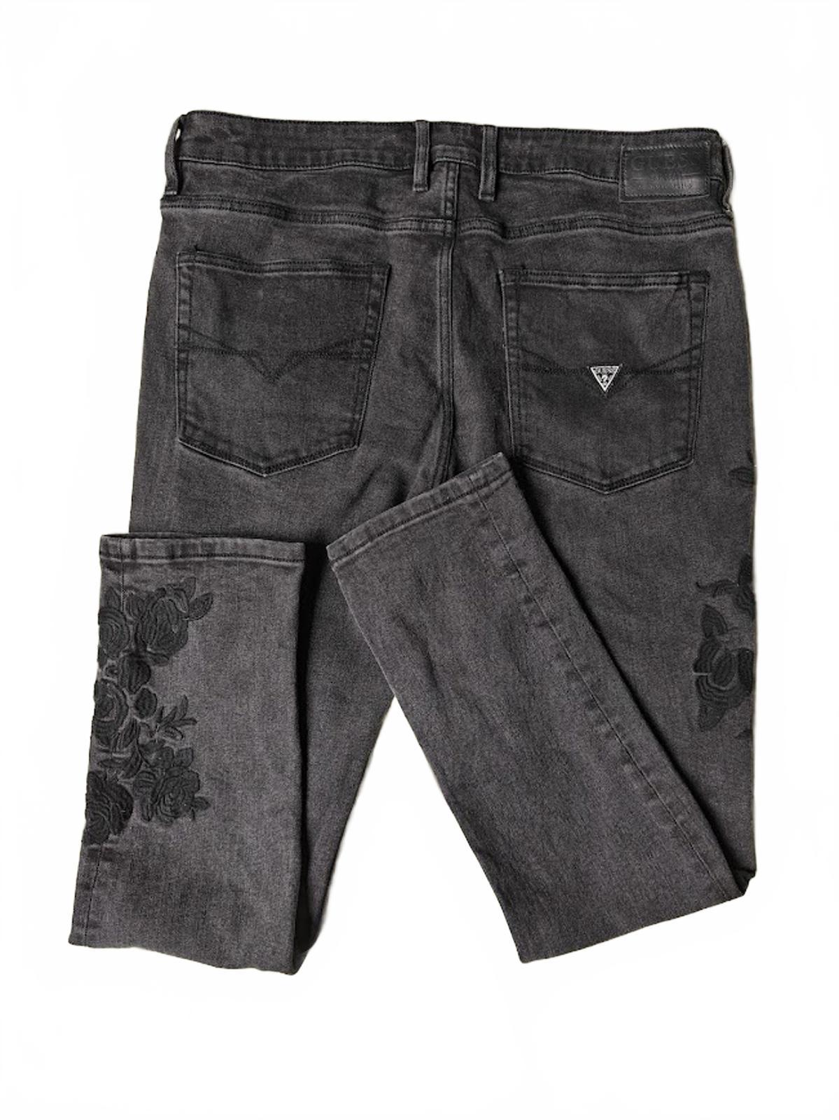 Guess Men's Slim Tapered Gray Embroidered Jeans - Size 36/32