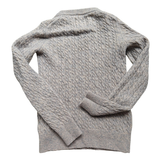 Jack Wills Cable Knit Wool Crewneck Sweater Gray w/ Pink Logo