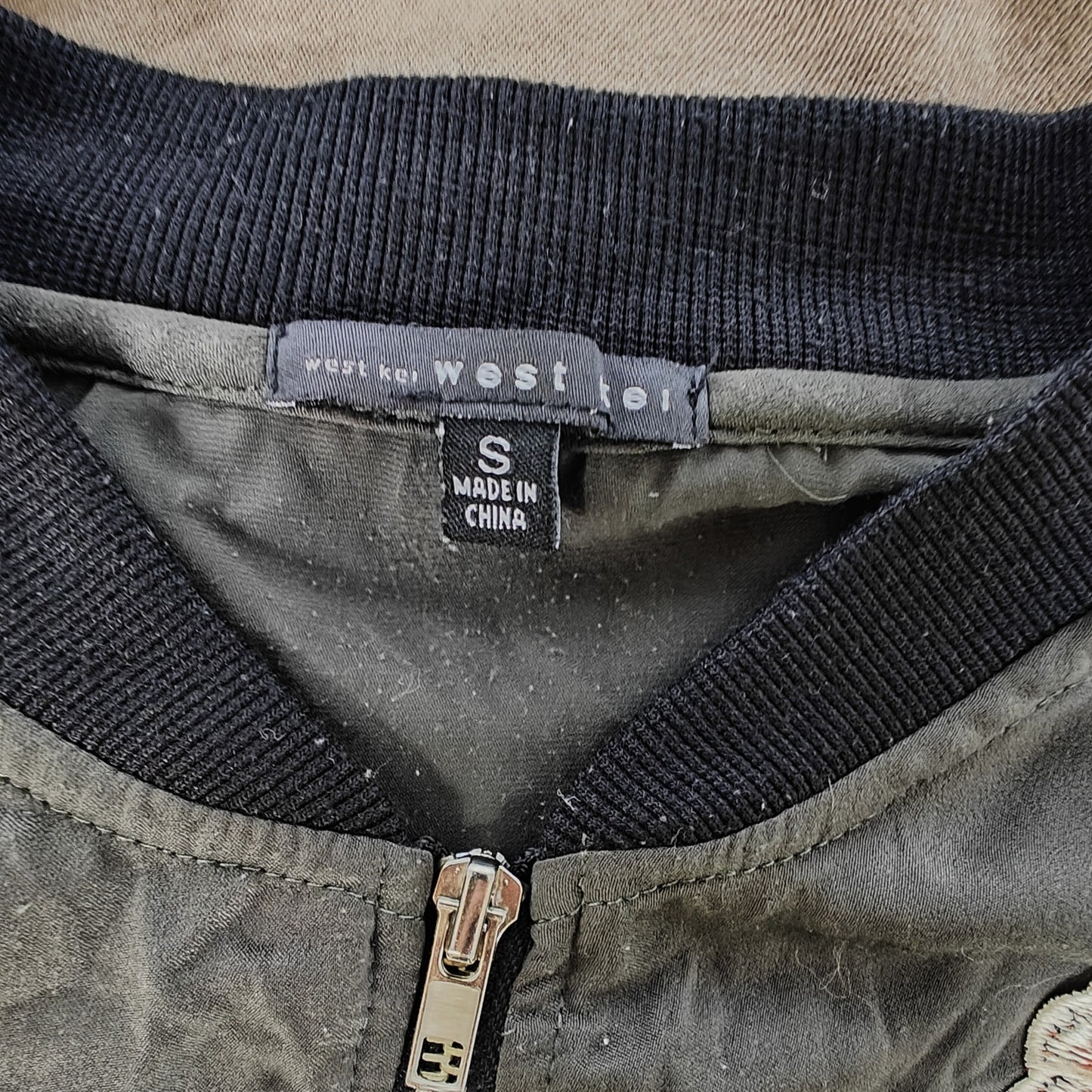 West Kei Floral Embroidered Lightweight Bomber Jacket Zip Front Size S