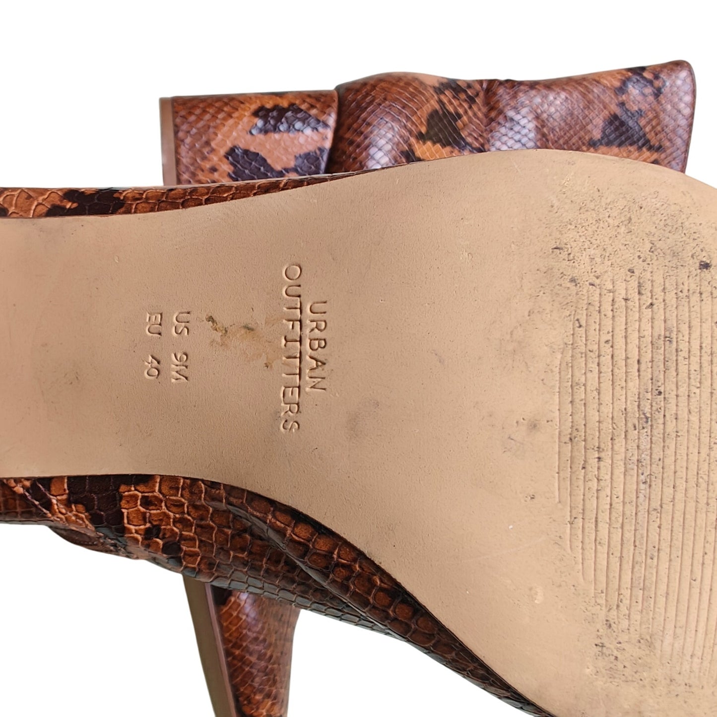 Urban Outfitters Snake Print Block Heel Ankle Boots Brown Black Size 9