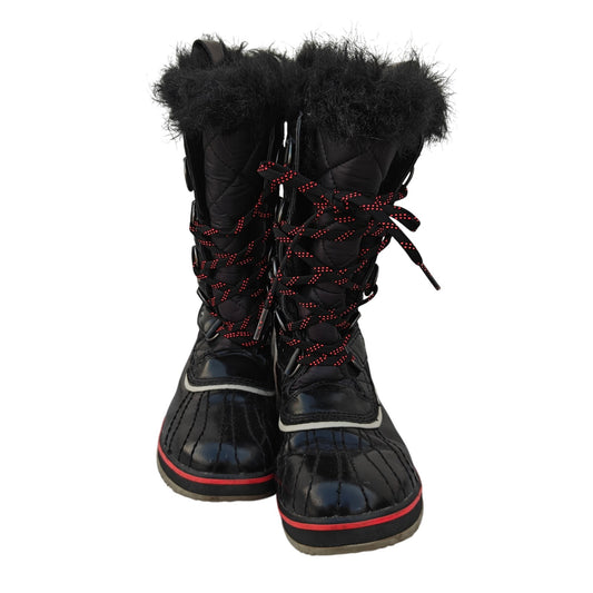 Sorel Tofino II Quilted Waterproof Snow Boots Black/Red Trim Women’s 7