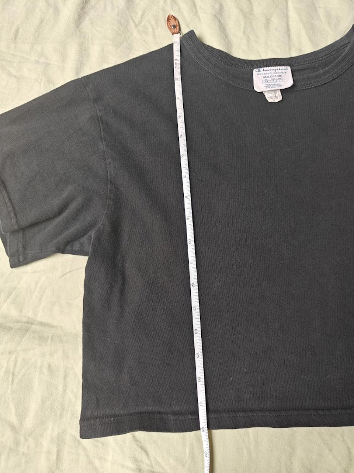 Champion Black Crop Tee With Pink/Blue Patch - Size M
