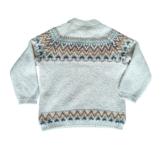 H&M Kids Fair Isle Sweater Cream Button Shoulder Cozy Knit Unisex