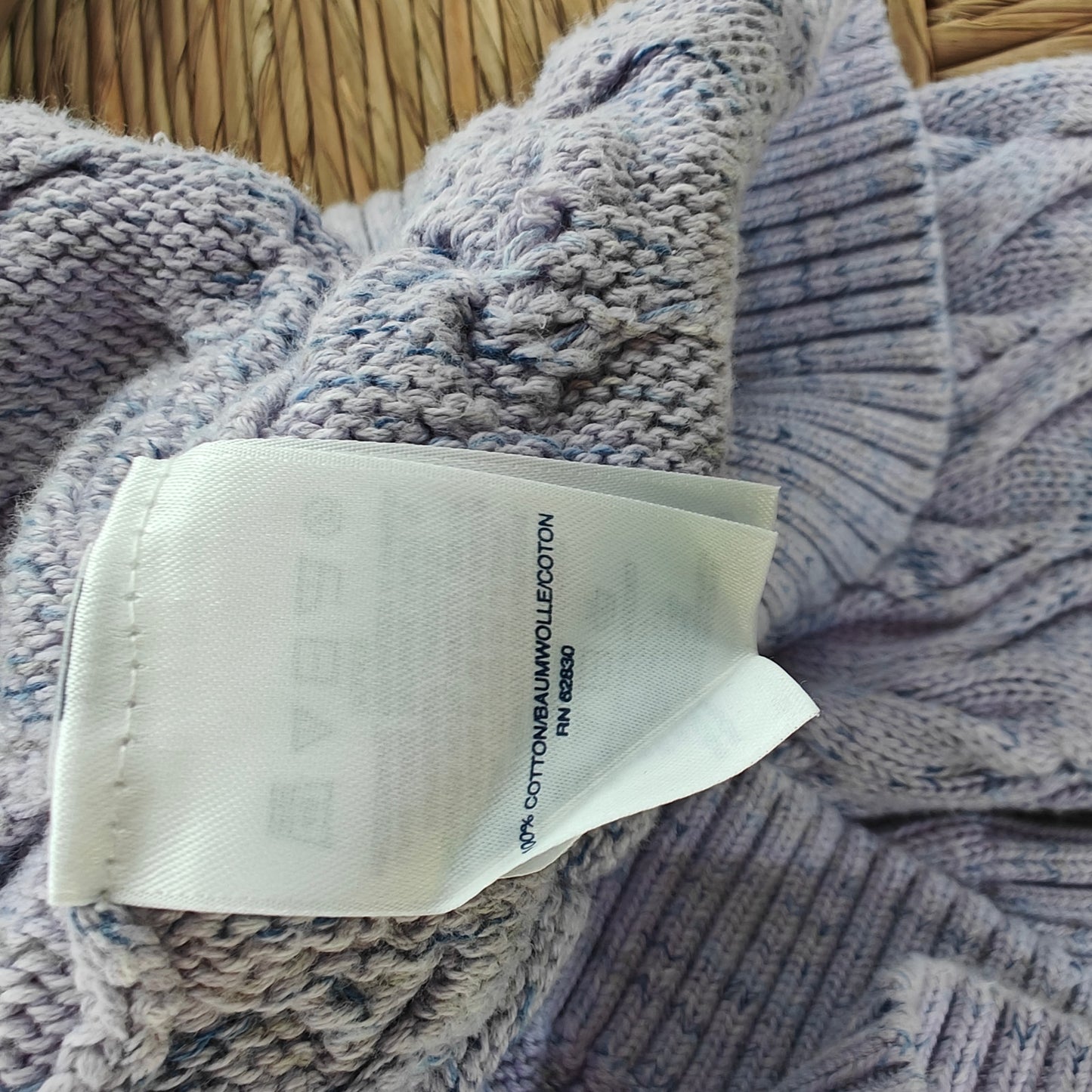 Lands’ End Drifter Cable Knit Sweater Girls L 14/16 Lavender 100% Cotton