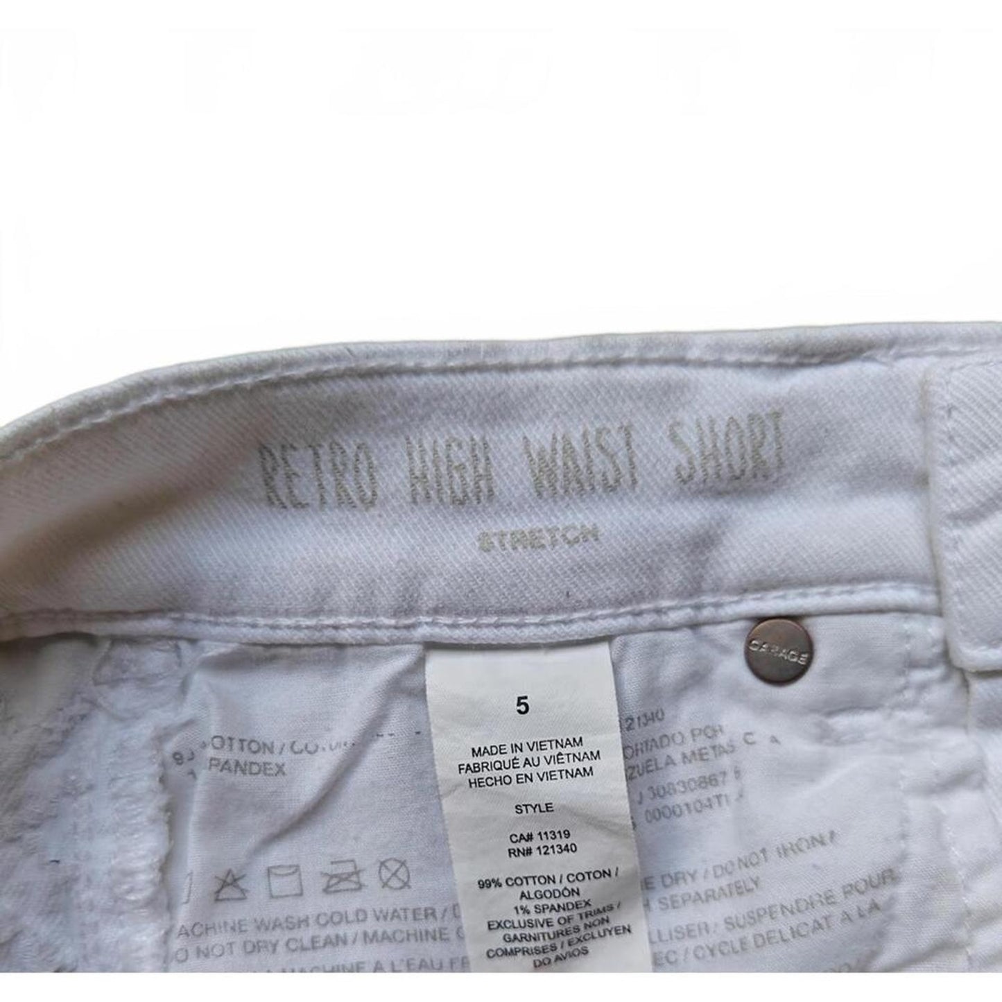 Garage White Retro High Rise Denim Shorts Size 5