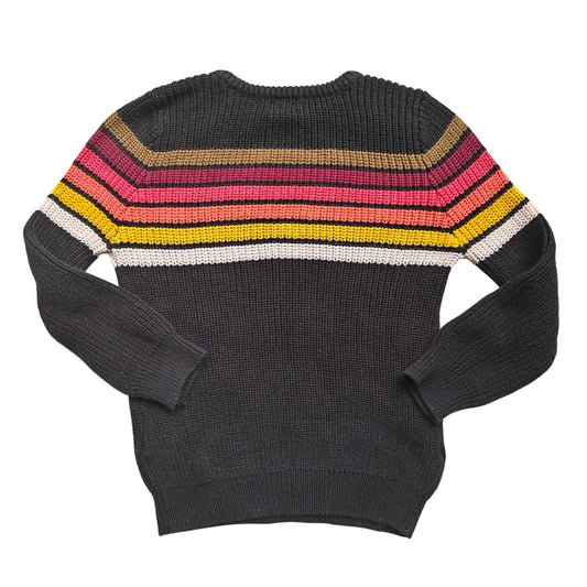 Lulu Kids Sweater 4/5 Rainbow Stripe Crewneck Knit Charcoal Gray
