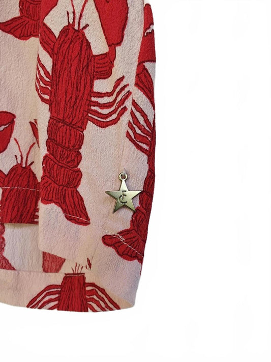 Fabienne Chapot Pink and Red Lobster Blouse - Size M