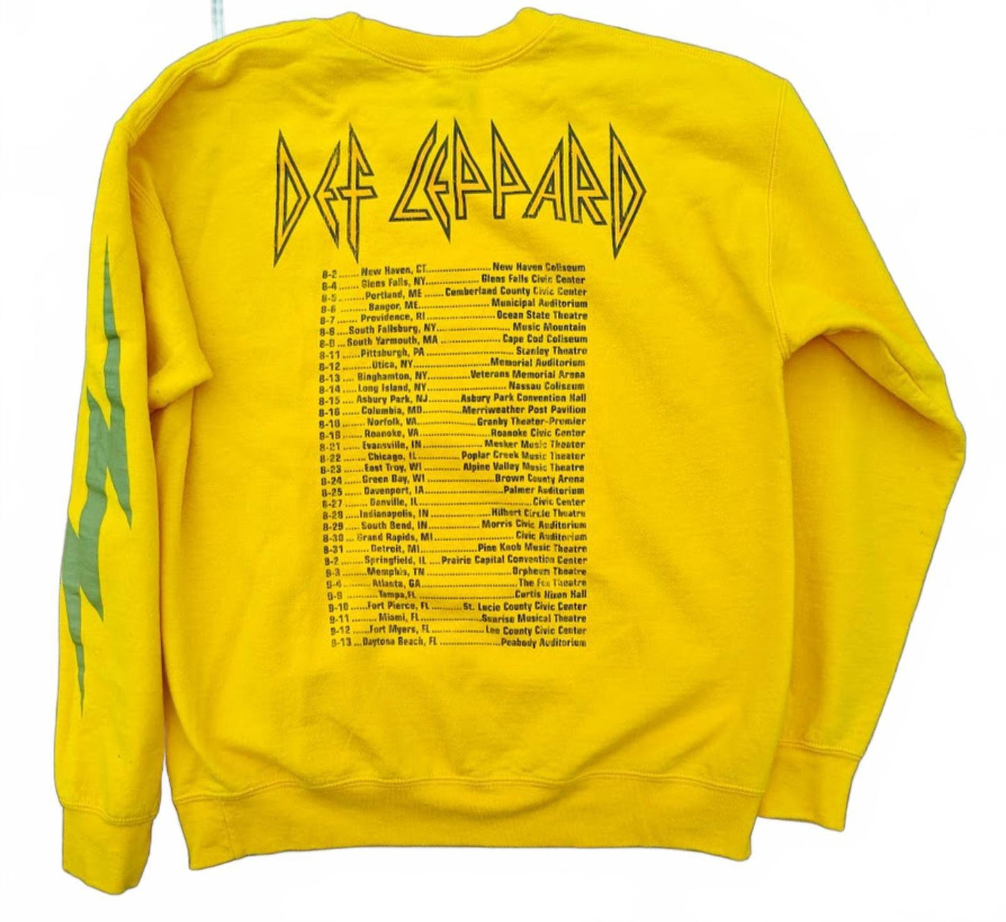 Def Leppard Rock N Roll Yellow Graphic Band Sweatshirt Retro Concert Pullover