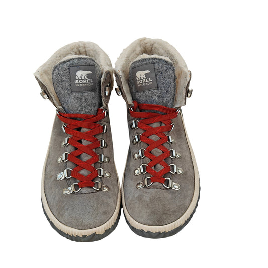 Sorel Out ’N About Conquest Waterproof Suede Shearling Boots, Gray