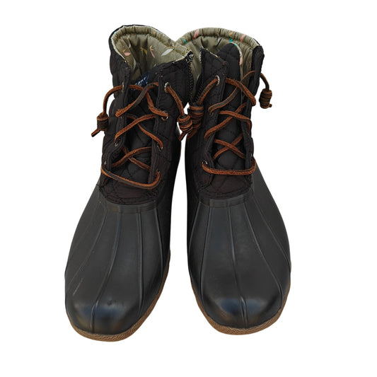 Sperry Saltwater Quilted Duck Boots – Black, Waterproof, Lace & Zip Size 8.5