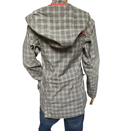 Ariat Plaid Softshell Field Jacket XS Gray Waterproof Zip Pockets Equestrian